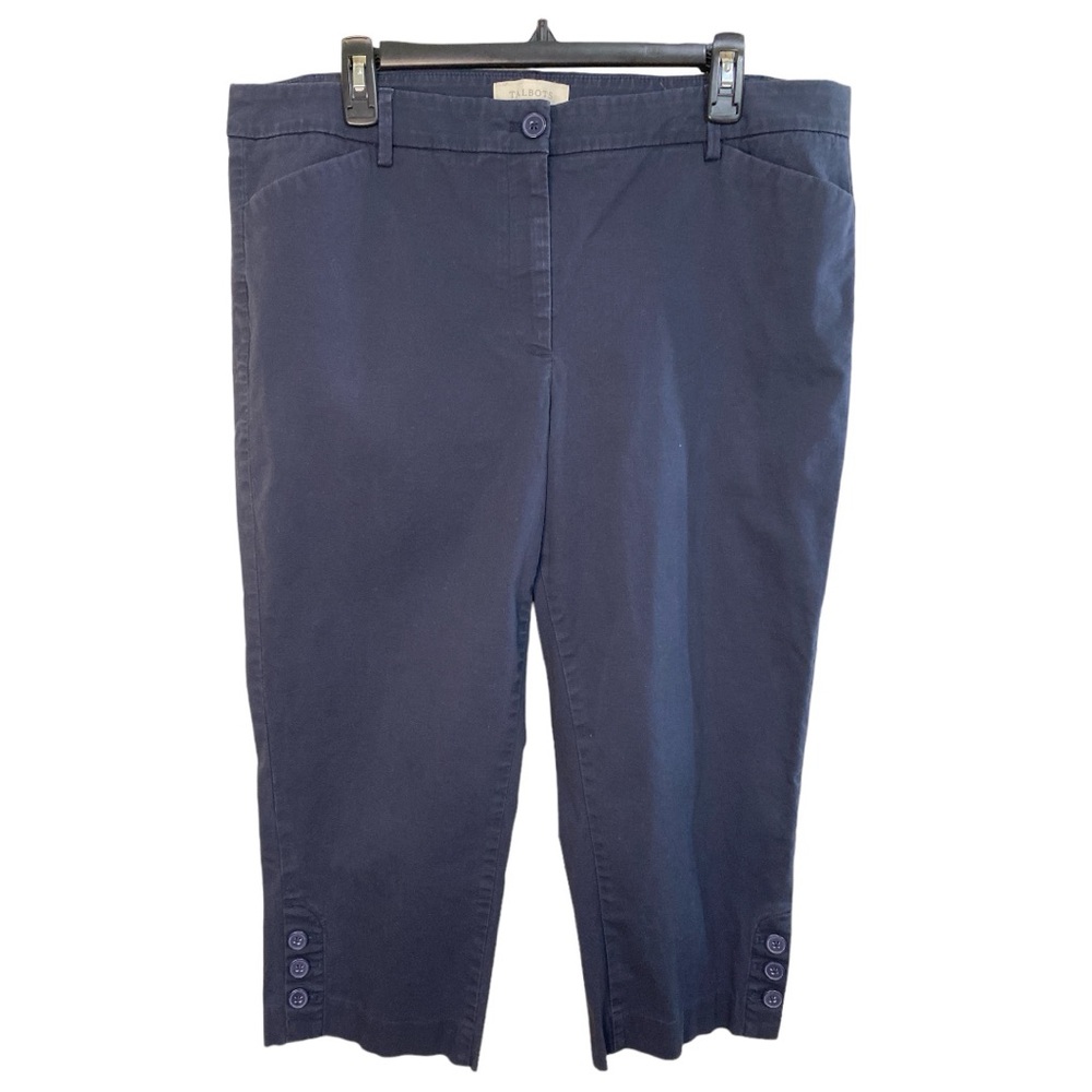 Talbots Capri "Skimmers" Navy Blue‎ Button Details Preppy Classic Size 16